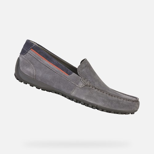 Loafersy Męskie Geox Snake Szare | 81TGIUPZN