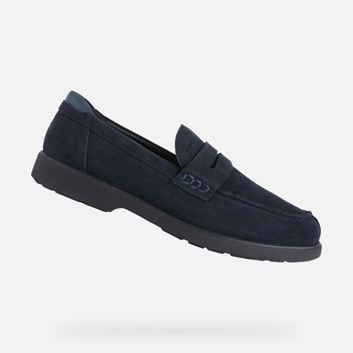 Loafersy Męskie Geox Spherica Ec11 Granatowe | 56OUSQCKL