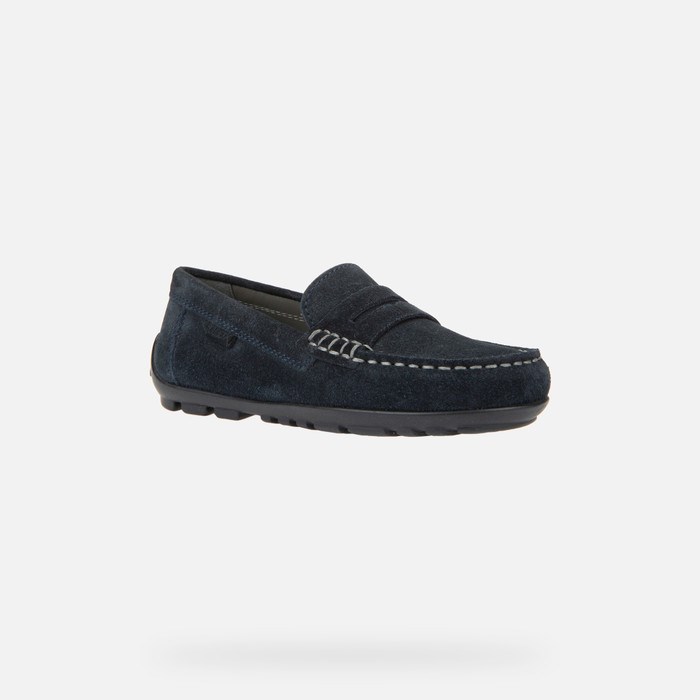 Loafersy Chłopięce Geox New Fast Granatowe | 27BEGHOFQ