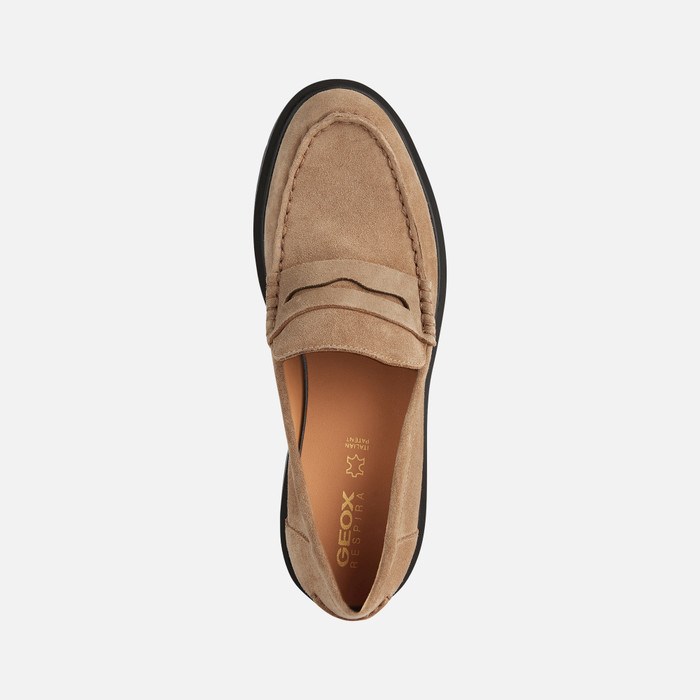 Loafersy Damskie Geox Spherica Ec1 Caramel | 80FKMQECZ