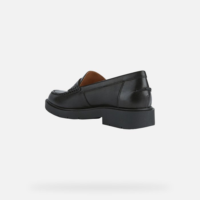 Loafersy Damskie Geox Spherica Ec1 Czarne | 57KXRSIFD