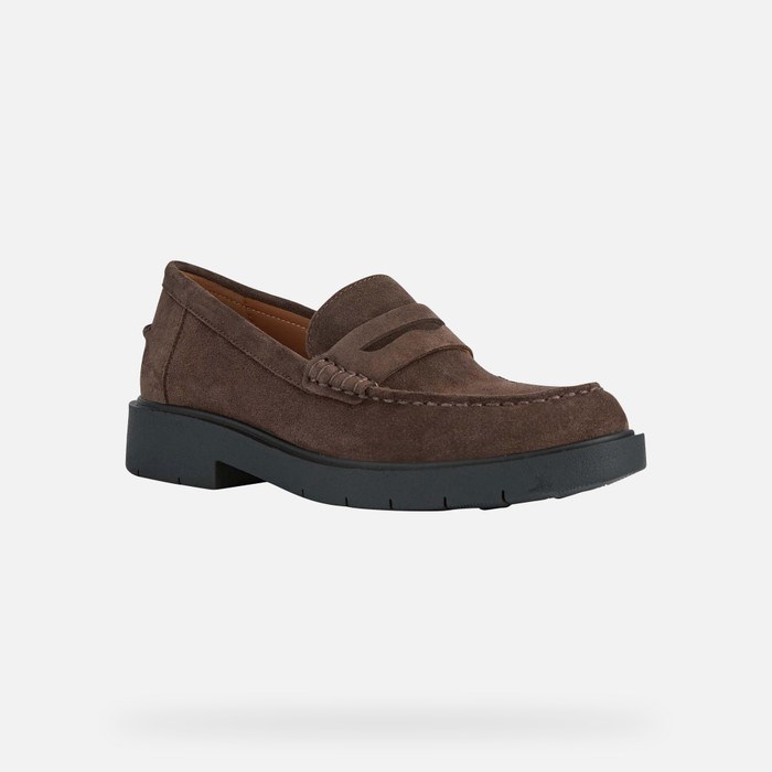 Loafersy Damskie Geox Spherica Ec1 Kawa | 60AYZJSQW