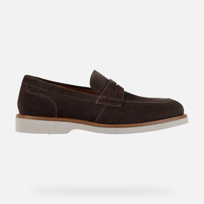 Loafersy Męskie Geox Gubbio Ciemny Brązowe | 61ROPMCIH