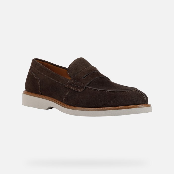 Loafersy Męskie Geox Gubbio Ciemny Brązowe | 61ROPMCIH