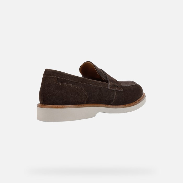 Loafersy Męskie Geox Gubbio Ciemny Brązowe | 61ROPMCIH