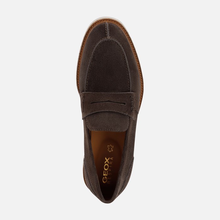 Loafersy Męskie Geox Gubbio Ciemny Brązowe | 61ROPMCIH