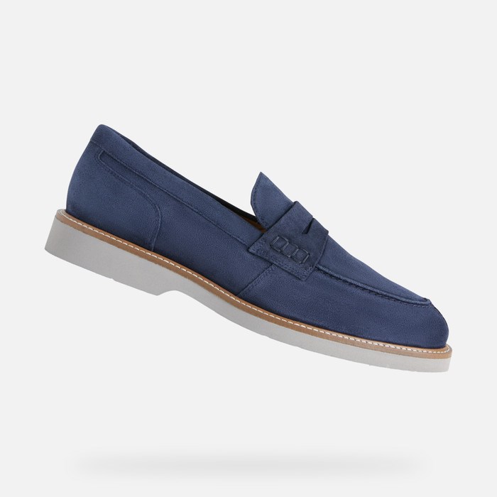 Loafersy Męskie Geox Gubbio Granatowe | 28LMVBDCX