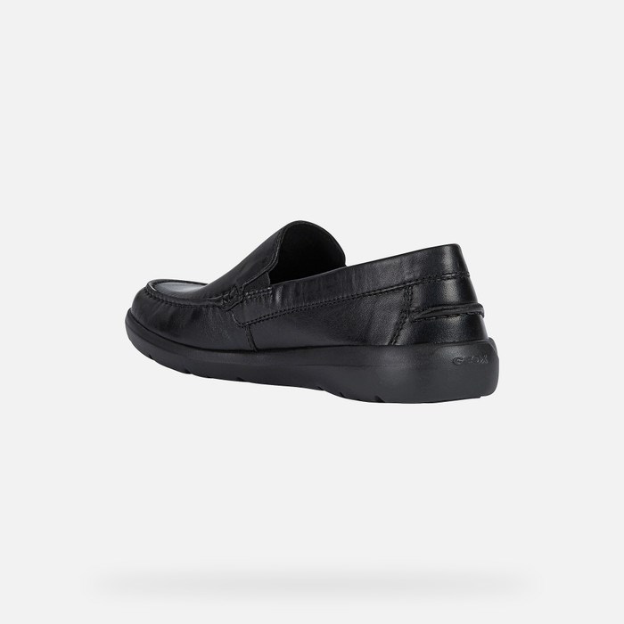 Loafersy Męskie Geox Leitan Czarne | 50ZAYSKEN