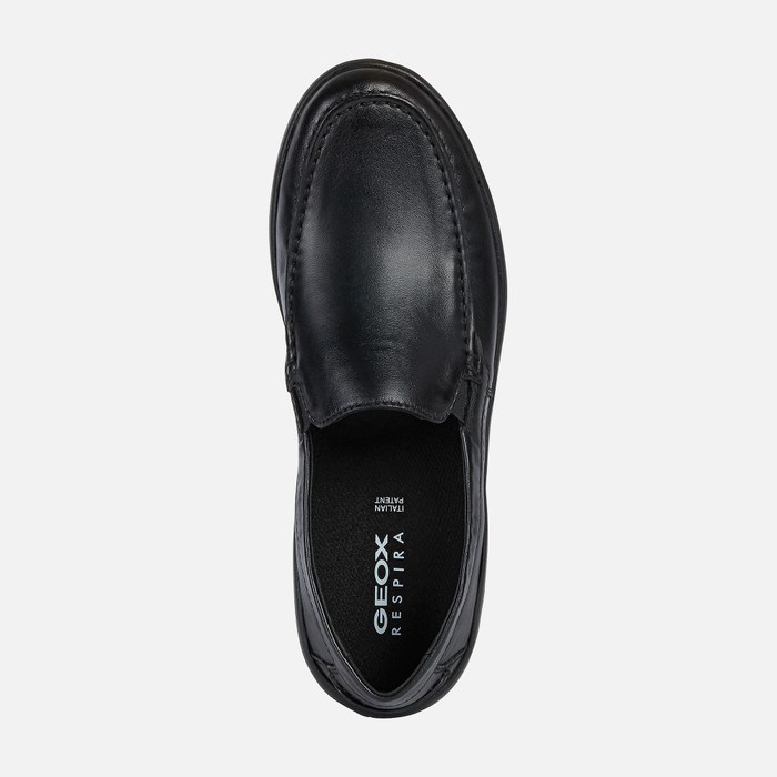 Loafersy Męskie Geox Leitan Czarne | 50ZAYSKEN