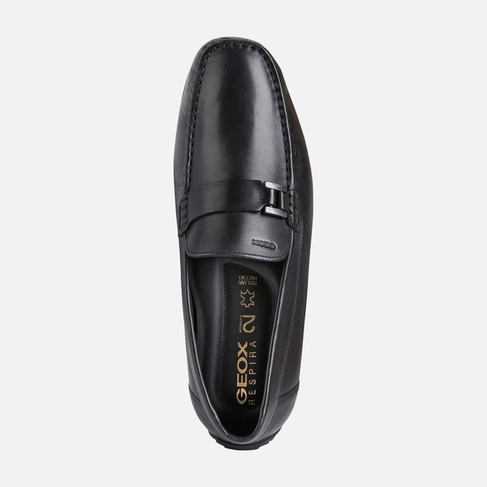 Loafersy Męskie Geox Moner 2fit Czarne | 18FEQSUZK