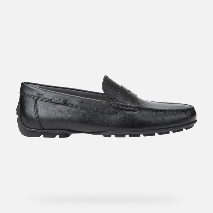 Loafersy Męskie Geox Moner 2fit Czarne | 78NDTJSXF