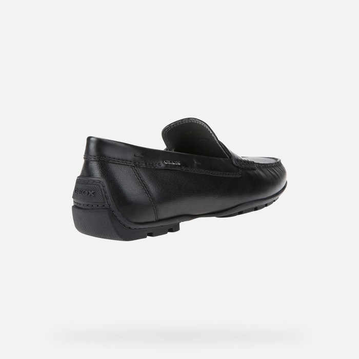 Loafersy Męskie Geox Moner 2fit Czarne | 78NDTJSXF