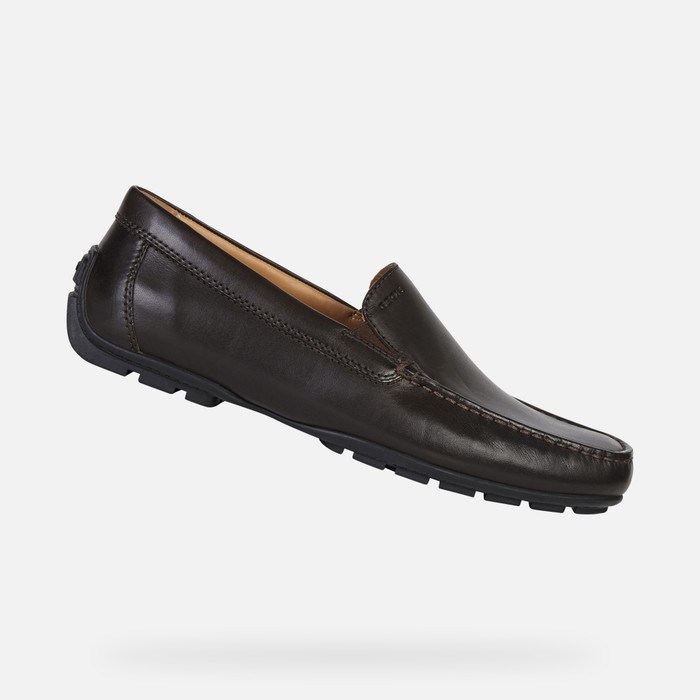 Loafersy Męskie Geox Moner 2fit Kawa | 60IETJVNW