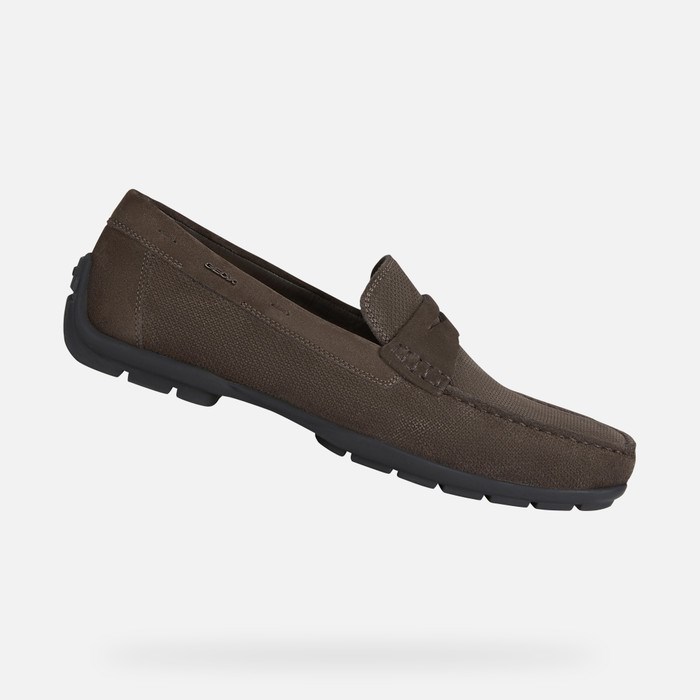 Loafersy Męskie Geox Moner W 2fit Ciemny Brązowe | 81IZAHOWK