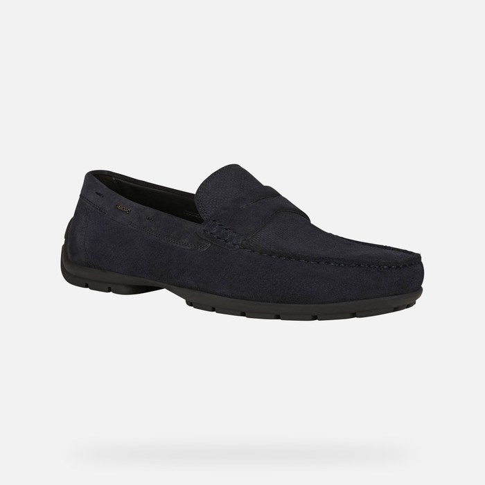 Loafersy Męskie Geox Moner W 2fit Granatowe | 38QFAVPMD