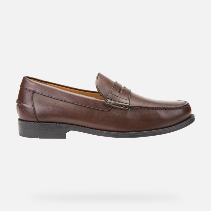 Loafersy Męskie Geox New Damon Ciemny Brązowe | 48OVWYCIE