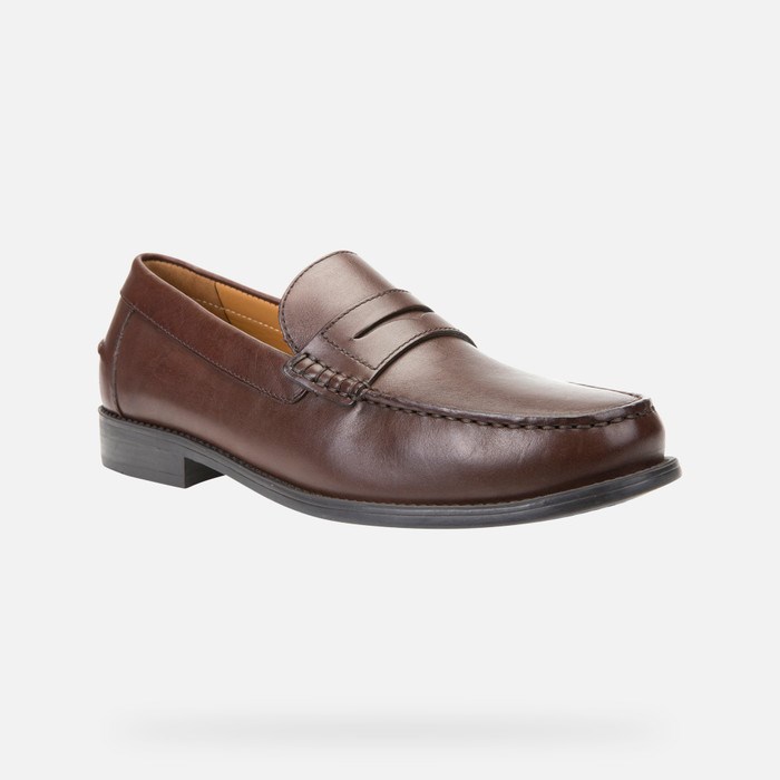 Loafersy Męskie Geox New Damon Ciemny Brązowe | 48OVWYCIE