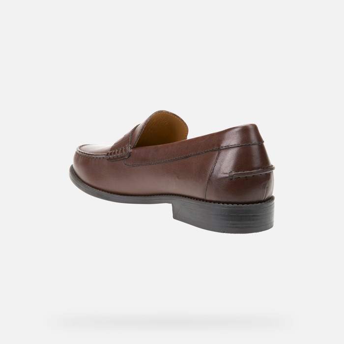 Loafersy Męskie Geox New Damon Ciemny Brązowe | 48OVWYCIE