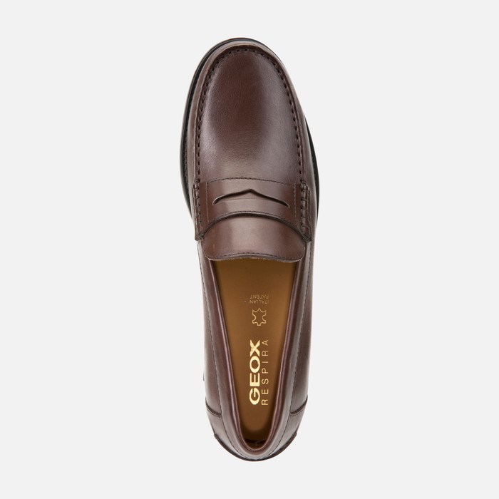 Loafersy Męskie Geox New Damon Ciemny Brązowe | 48OVWYCIE