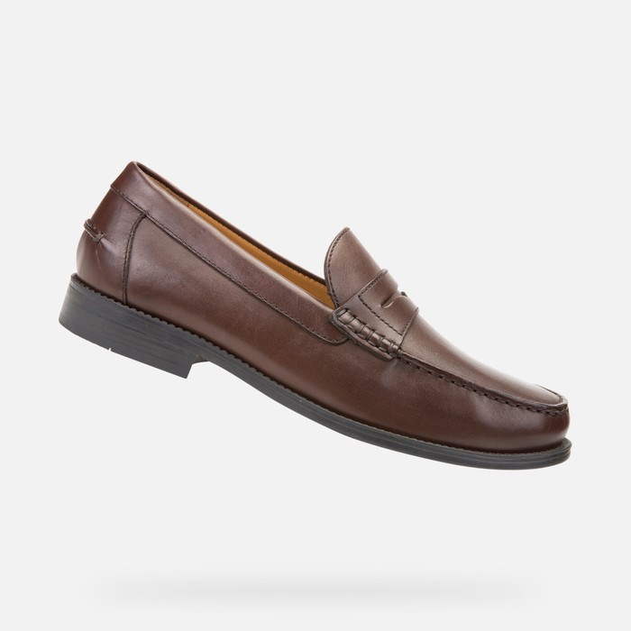 Loafersy Męskie Geox New Damon Ciemny Brązowe | 48OVWYCIE