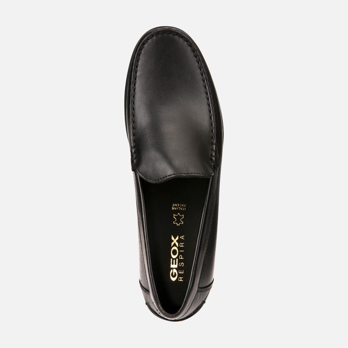 Loafersy Męskie Geox New Damon Czarne | 54JIZKGHR