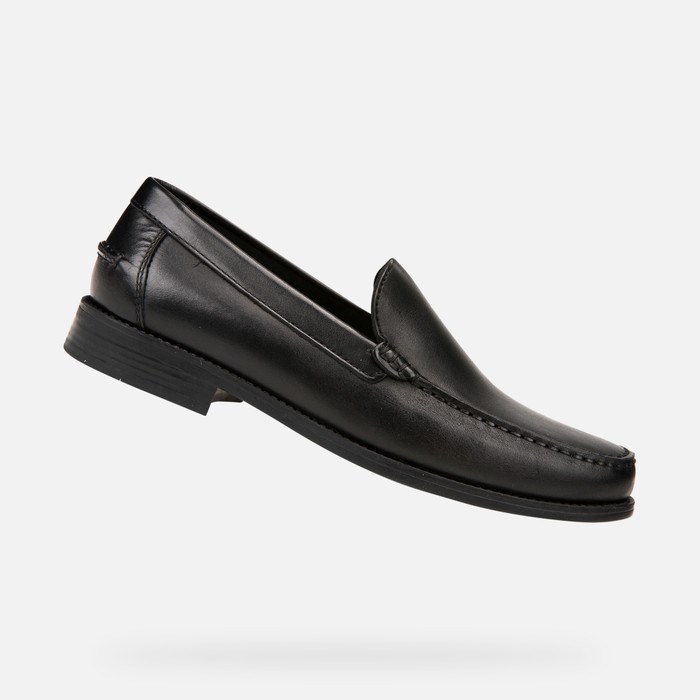 Loafersy Męskie Geox New Damon Czarne | 54JIZKGHR