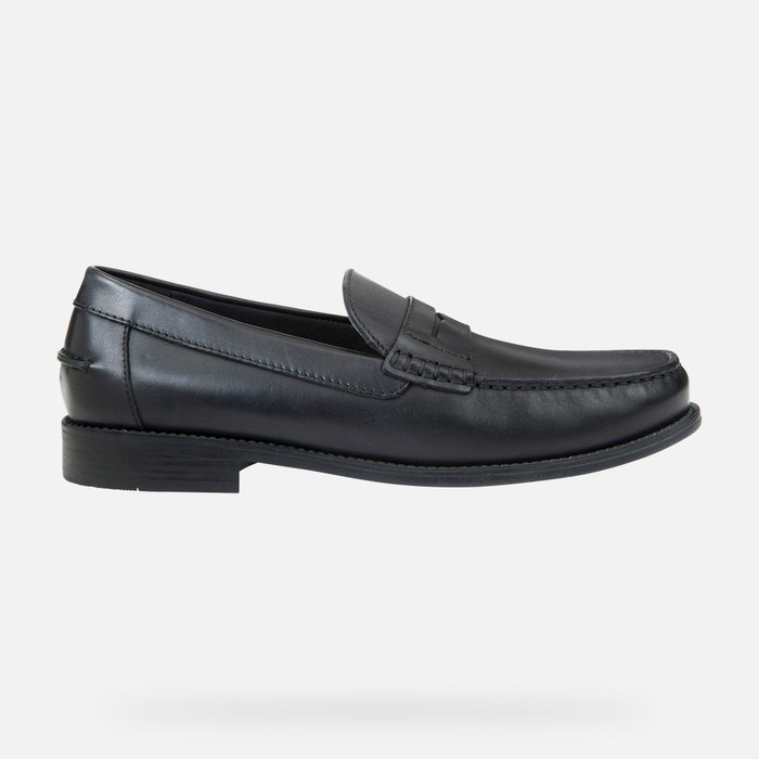 Loafersy Męskie Geox New Damon Czarne | 82HNAJETB