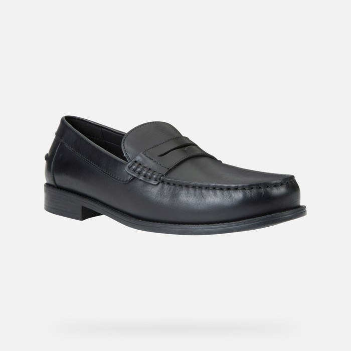 Loafersy Męskie Geox New Damon Czarne | 82HNAJETB