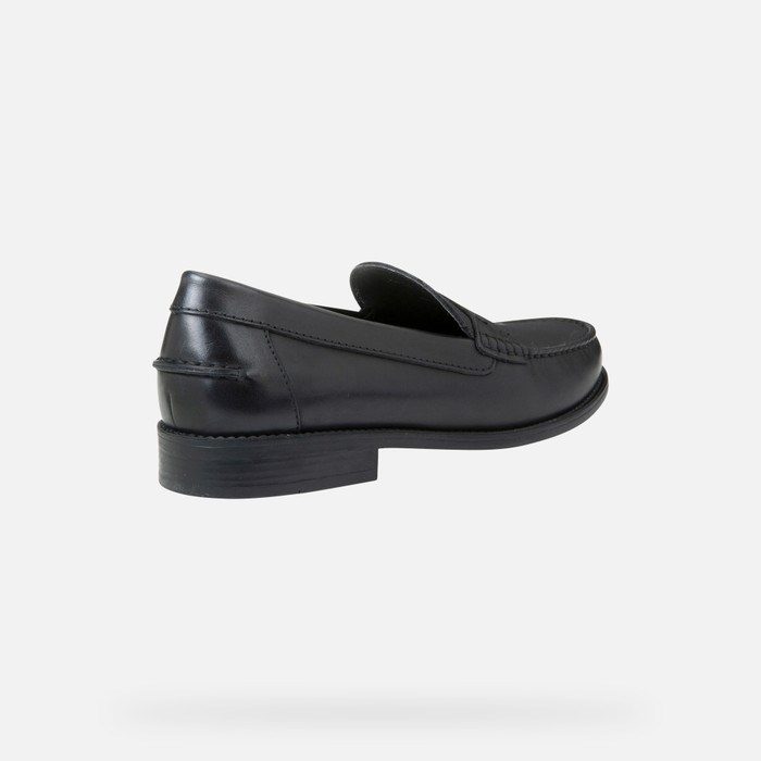 Loafersy Męskie Geox New Damon Czarne | 82HNAJETB