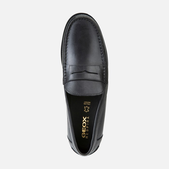 Loafersy Męskie Geox New Damon Czarne | 82HNAJETB