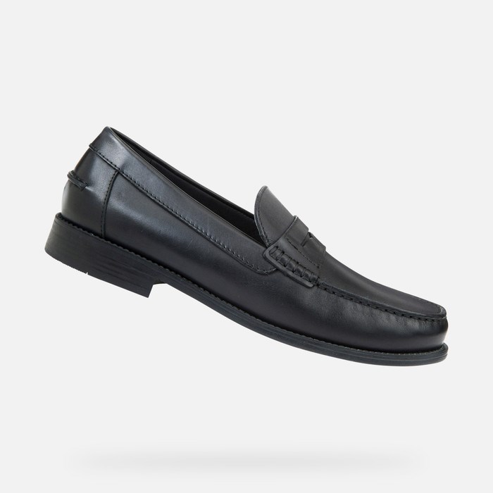 Loafersy Męskie Geox New Damon Czarne | 82HNAJETB