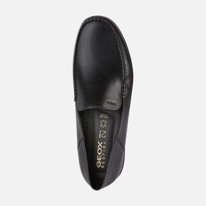 Loafersy Męskie Geox Sile 2 Fit Czarne | 54ABUCGNS