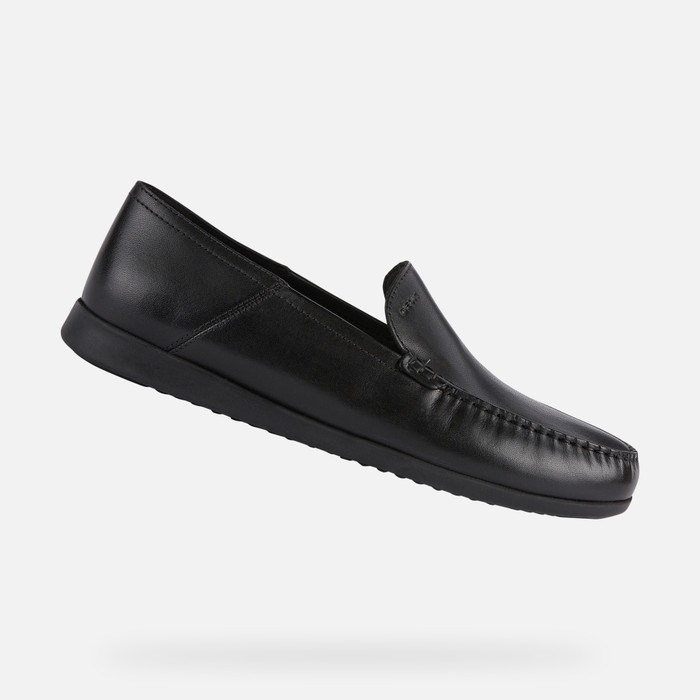 Loafersy Męskie Geox Sile 2 Fit Czarne | 54ABUCGNS