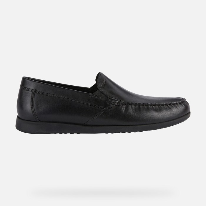 Loafersy Męskie Geox Sile 2 Fit Czarne | 76JVAHLFE