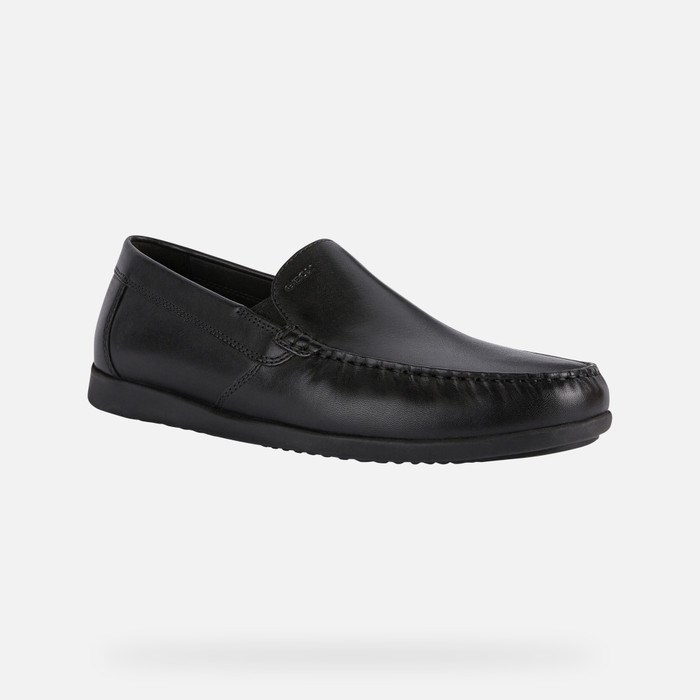 Loafersy Męskie Geox Sile 2 Fit Czarne | 76JVAHLFE