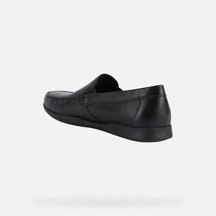 Loafersy Męskie Geox Sile 2 Fit Czarne | 76JVAHLFE