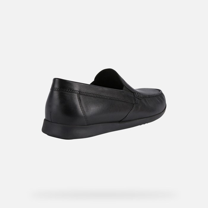 Loafersy Męskie Geox Sile 2 Fit Czarne | 76JVAHLFE