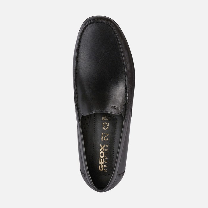 Loafersy Męskie Geox Sile 2 Fit Czarne | 76JVAHLFE