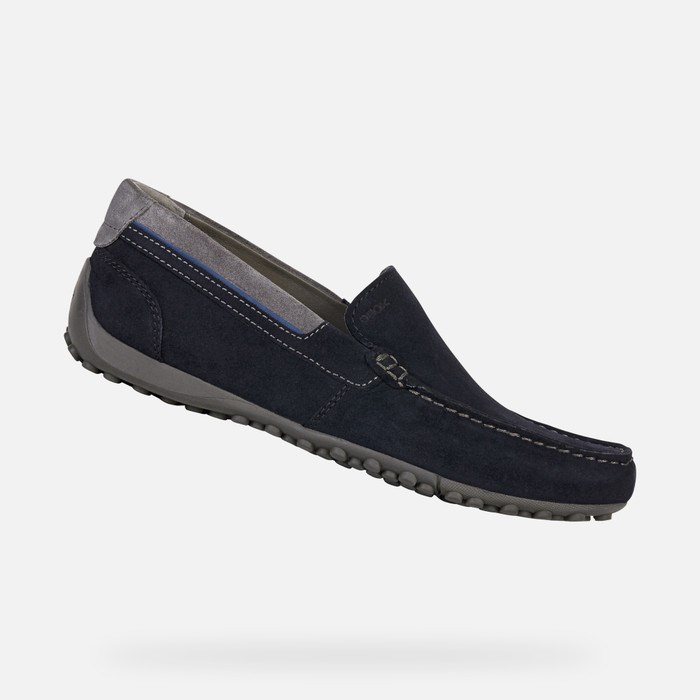 Loafersy Męskie Geox Snake Granatowe | 31RHJLCUZ