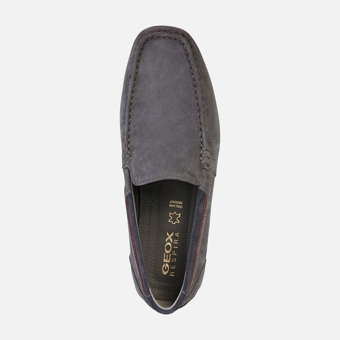 Loafersy Męskie Geox Snake Szare | 81TGIUPZN