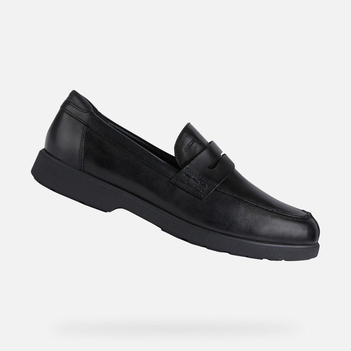 Loafersy Męskie Geox Spherica Ec11 Czarne | 86XKEZHWB