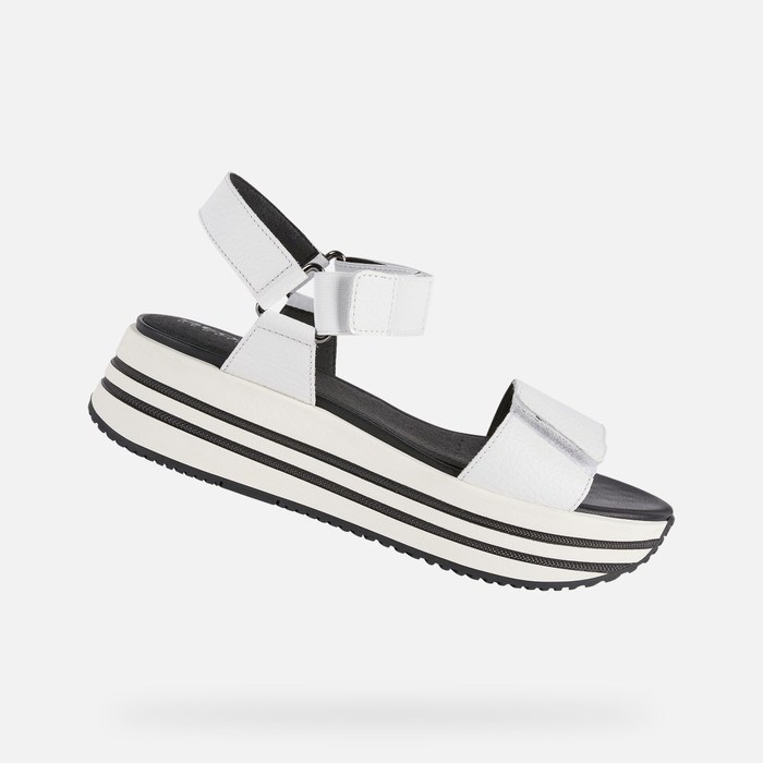 Sandały Damskie Geox Sandal Kency Białe | 92JWSVFAD