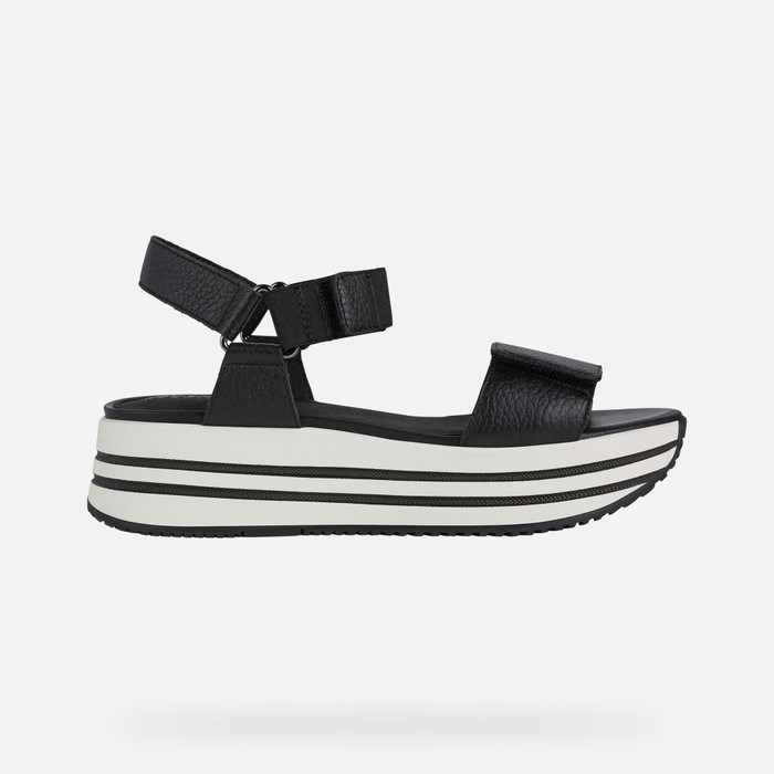 Sandały Damskie Geox Sandal Kency Czarne | 63REKHVZL