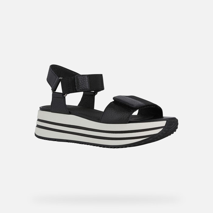 Sandały Damskie Geox Sandal Kency Czarne | 63REKHVZL