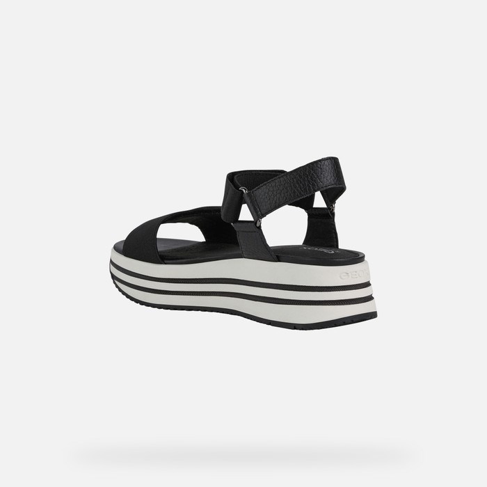 Sandały Damskie Geox Sandal Kency Czarne | 63REKHVZL