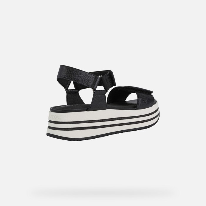 Sandały Damskie Geox Sandal Kency Czarne | 63REKHVZL