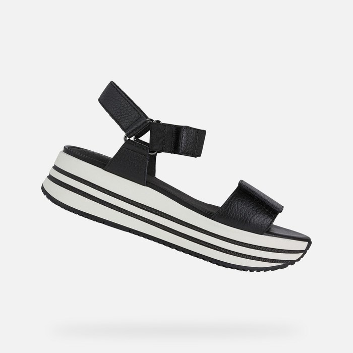 Sandały Damskie Geox Sandal Kency Czarne | 63REKHVZL