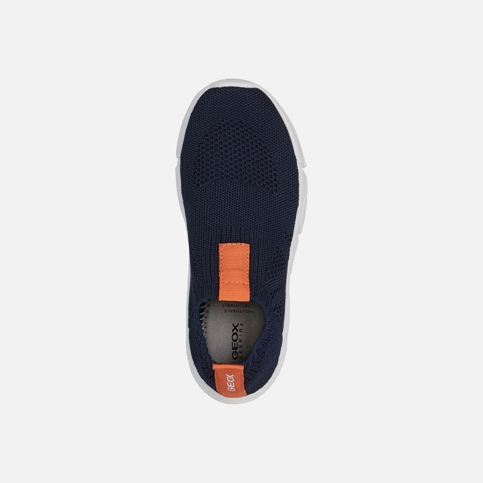 Slip On Chłopięce Geox Aril Granatowe Pomarańczowe | 45XRMLZCQ