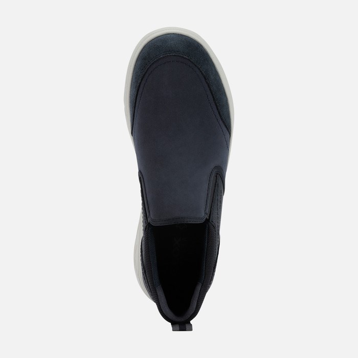 Slip On Męskie Geox Portello Niebieskie | 54QRYVLBO