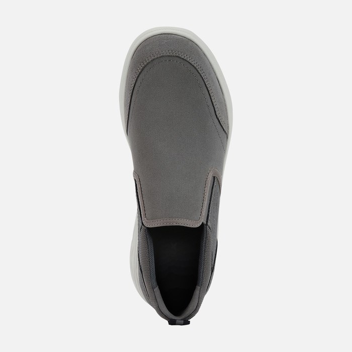 Slip On Męskie Geox Portello Szare | 73UJIFNRZ